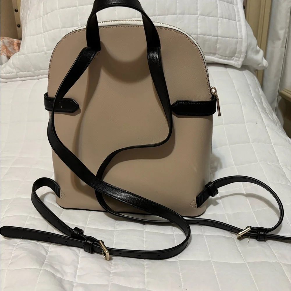 Kate Spade White and Tan Leather Backpack Handbag